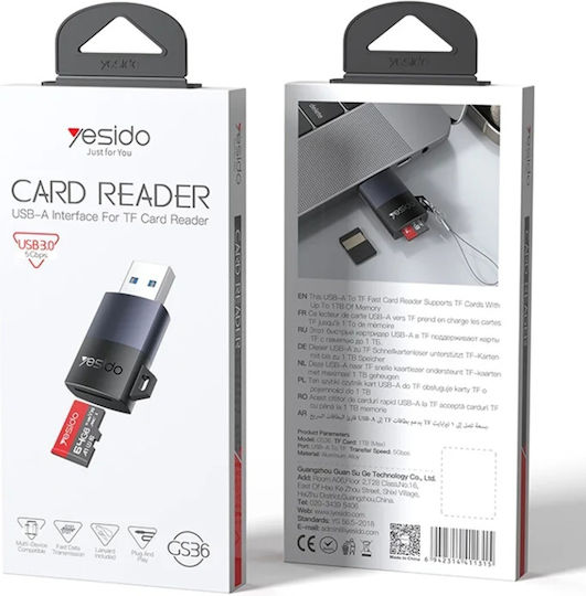 Cititor Carduri Usb 3.0 Micro Sd Tf 5gbps Aluminiu Yesido Gri