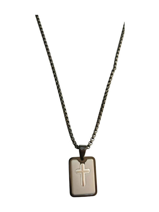 Kalliopi Silver Necklace ID Card From Black Steel