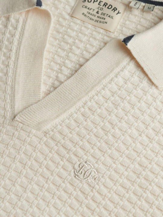 D2 Stud Polo Short Sleeve Cream Blouse