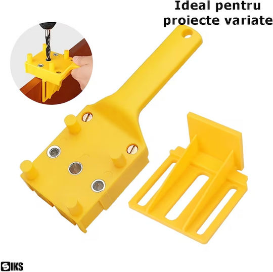 Siks Drilling Guide Template Wood Chipboard Precise Hole Positioning Device Hinge Hole Fixing Compatible 6 8 10mm Dowels Self-centering Adjustable Stoppers Yellow