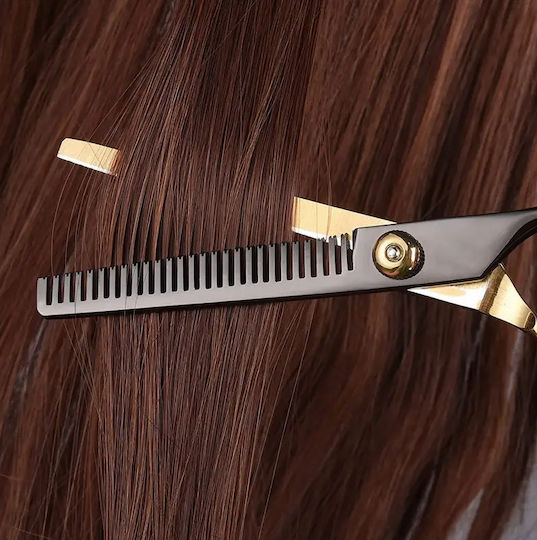 Ножици за изтъняване за подстригване Zola Professional 17 см черно злато