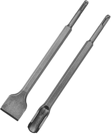 Set 4 Dălți Sds Cărămidă Beton Zola Lopată Lată Șanț Ascuțit Metal 14 X 250 X 20 40 Mm Gri
