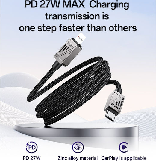 Datenkabel Typ-C Zu Blitzkabel Pd 27w Schnelles Laden 1.2m Nylon Yesido Schwarzes