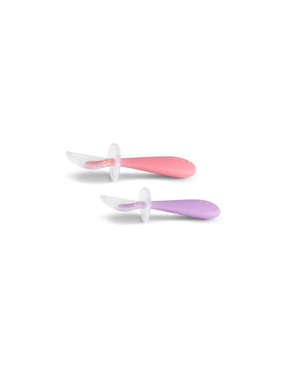 Munchkin Baby Set with Gentle Spoons Made of Silicone for 6+ Months Pink / Light Purple 2 Pieces