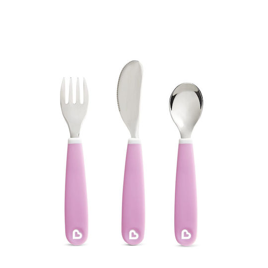 Munchkin Set of Baby Cutlery Splash Metal for 18+ Months Lilac 3 Pieces