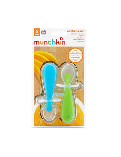Munchkin Baby Set with Gentle Spoons Made of Silicone for 6+ Months Blue/Green 2 Pieces