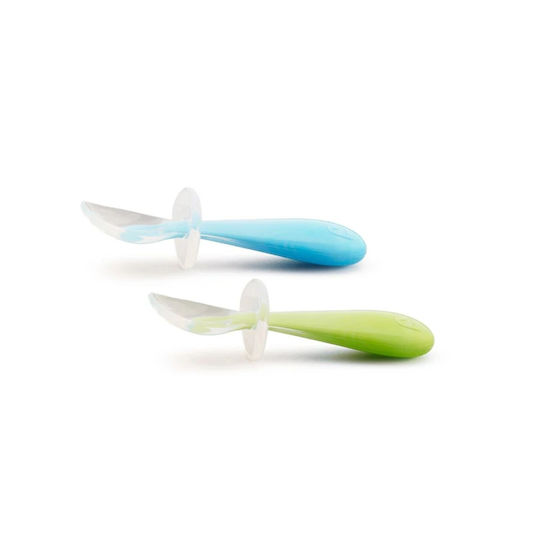 Munchkin Baby Set with Gentle Spoons Made of Silicone for 6+ Months Blue/Green 2 Pieces