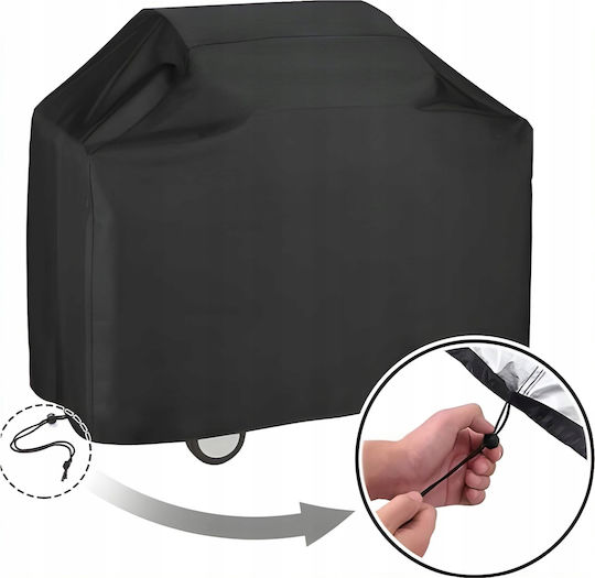 Grill Cover Black Waterproof Uv Resistant Drawstring Oxford 210d Material 95 X 100 X 65 Cm