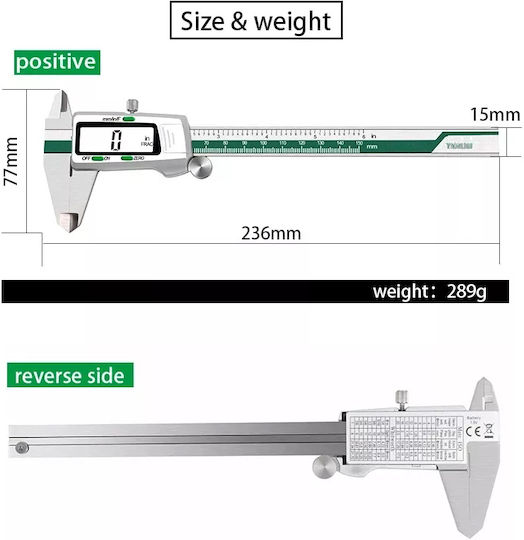 Zola Subler Electronic de Precizie Acuratețe Maximă 0.01 Mm 1/128 Inch 0-150 Mm Viteză de Măsurare 1.5 M S Oțel Galvanizat 23.6 Cm