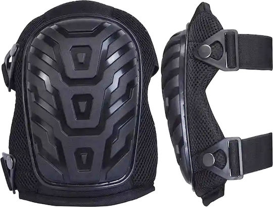Set 2 Genunchiere de Grădinărit Construcții Curele Reglabile Rezistente Abs Moale Spumă Eva Căptușeală Poliester 20 X 21 Cm Negre