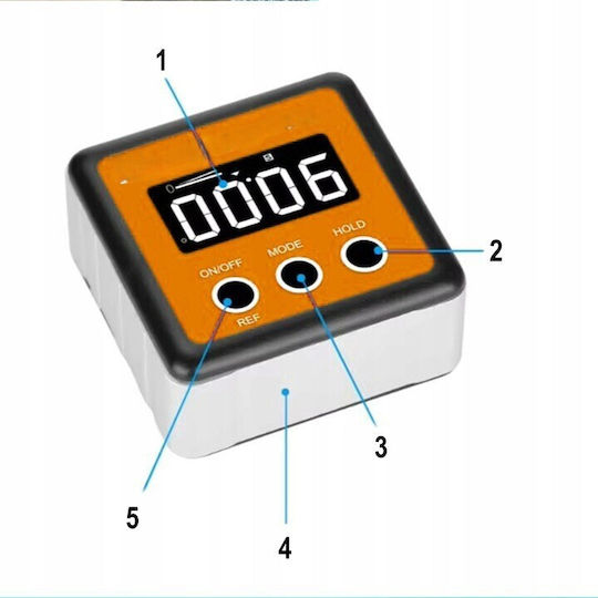 Nivel Digital Inclinometru Zola Interval De Măsurare 4×90° Unități ° % Mm M In Ft Bază Magnetică Alimentat Cu Baterii 58 × 58 × 32 Mm Portocaliu