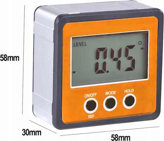 Nivel Digital Inclinometru Zola Interval De Măsurare 4×90° Unități ° % Mm M In Ft Bază Magnetică Alimentat Cu Baterii 58 × 58 × 32 Mm Portocaliu