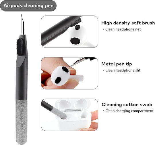 Kit Multifuncțional 18 În 1 Curățare Produse Electronice Husă De Depozitare Zola 12,5x5x2,5 Cm Negru Gri