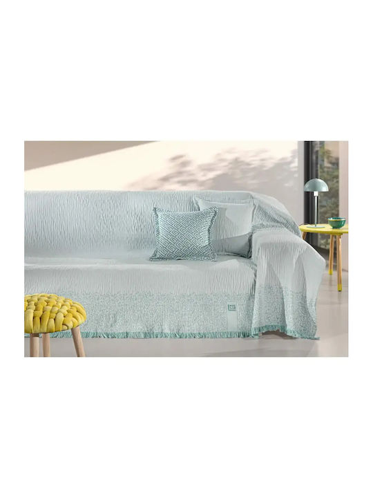 Guy Laroche Moreno Viersitzer-Sofa Überwurf Chenille 180x350cm Türkis Herstellerfarbe