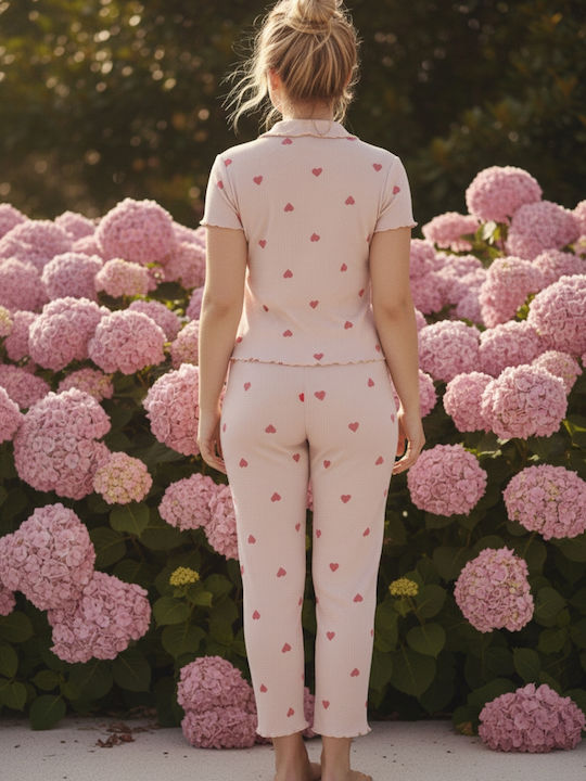 Siyah Inci Summer Women's Pyjama Set Powder