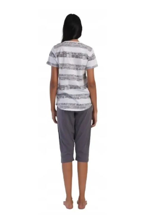 Vienetta Secret Summer Women's Cotton Grey Pyjama Set