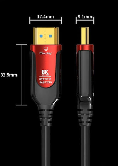 PremiumCord HDMI 2.1 Ultra High Speed 48Gbps 4K 120Hz HDR VRR Cable HDMI male - HDMI male 10m Μαύρο