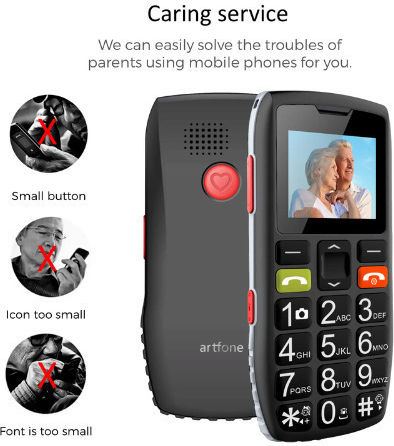 Artfone C1 Dual SIM Mobile Phone with Buttons (English Menu) Black