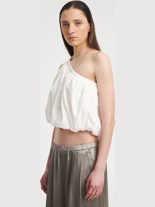 Γυναικείο Crop Top με έναν Ώμο Wht