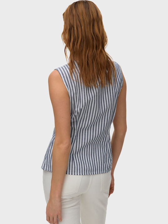Damen Bluse Baumwolle Marineblau