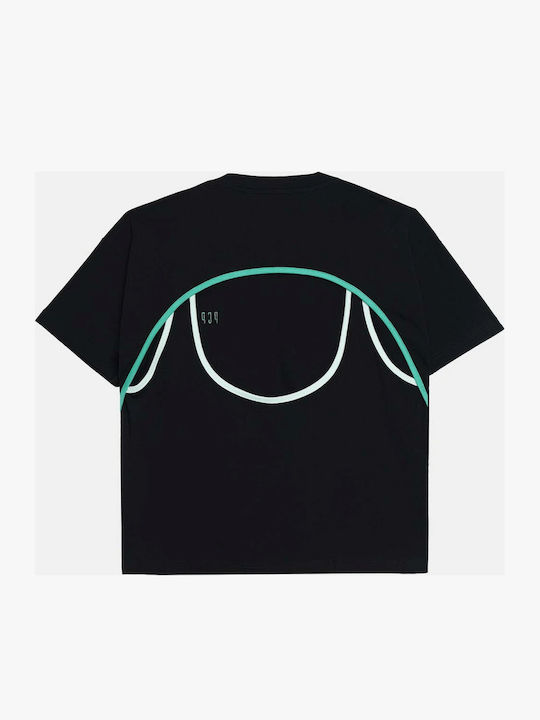Γυναικείο Oversized Crop T-shirt Ριγέ Black