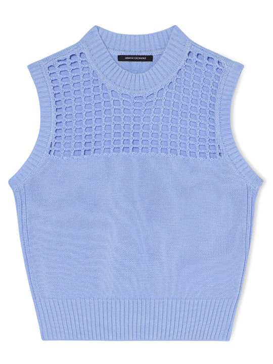 Damen Ärmelloser Baumwollpullover Hellblau