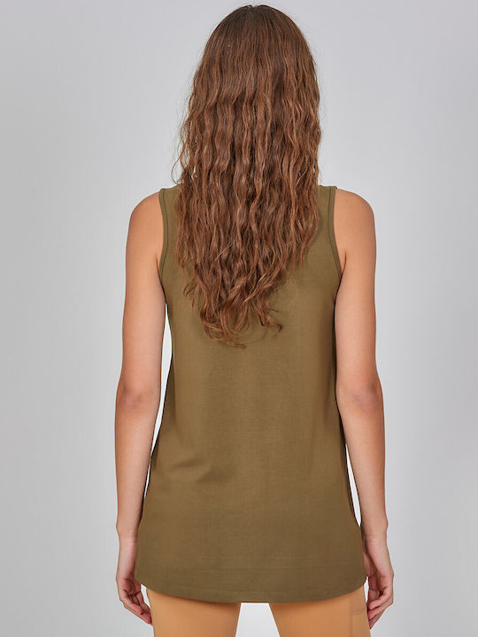 Women's Sleeveless Khaki Blouse