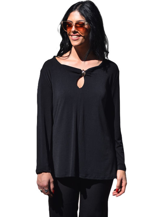 Women's Long Sleeve Black Blouse