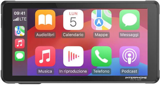 Interphone Motorrad-Navigationsbildschirm Ridesync Apple Carplay & Android Auto Motorräder Schwarze Interphoridesync