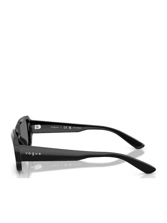Vogue Unisex Sunglasses With Black Horn-Rimmed Frame And Gray Lens