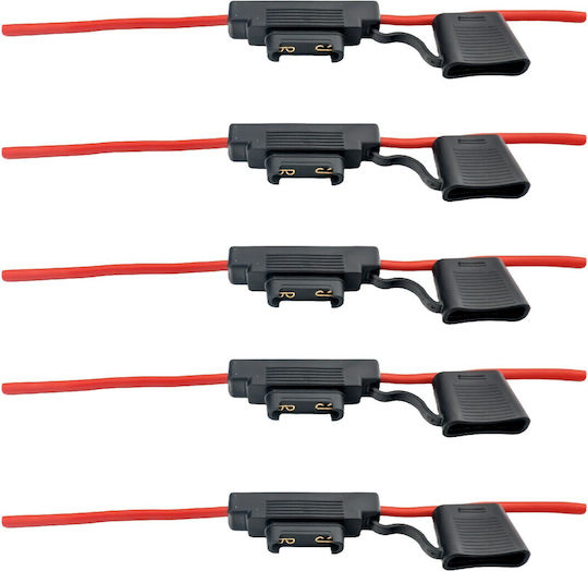 Set Suport Pentru Siguranțe Auto Tip Maxi 30x34mm Etanș Carguard 5 Bucăți Cablu Cupru 30 Cm Max 40a