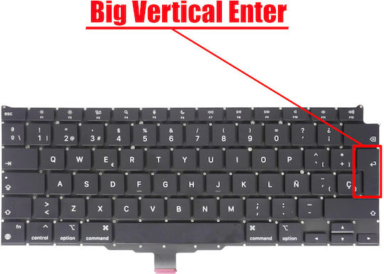 Spanish Laptop Keyboard Apple Macbook Air 13" M1 A2337 Late 2020 MGN63LL/A MGN73LL/A MGND3LL/A ES No Frame Black Code 40731esnofr