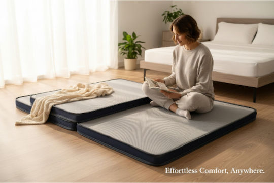 Blue White Foam Floor Mattress For Sleep (90x190cm)