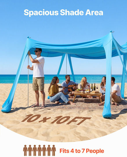 Vevor Cort De Plajă Pentru 7 Persoane Albastru