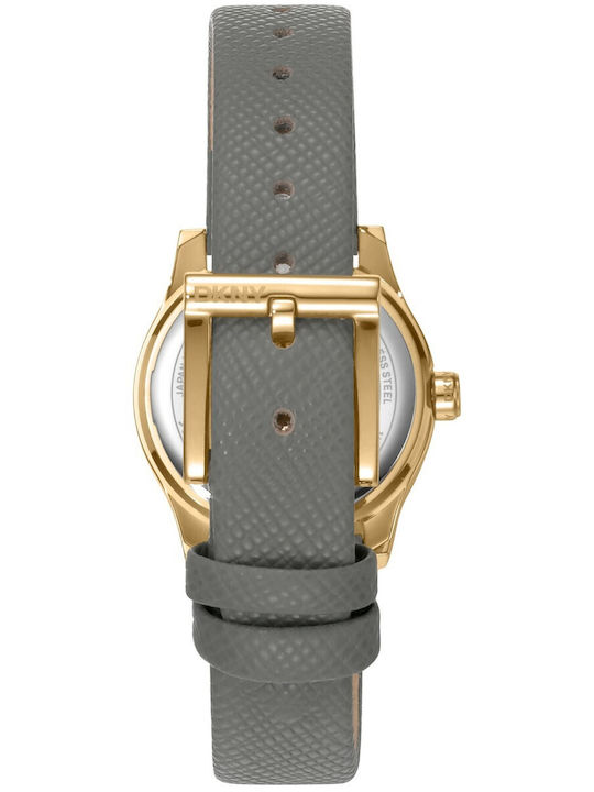 DKNY Womens Battery Watch with Gray Leather Strap