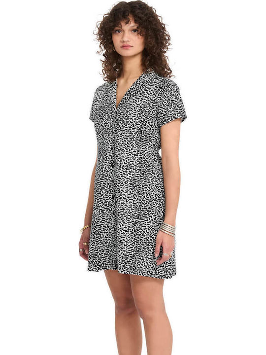 Summer Mini Shirt Dress Black/White Dress