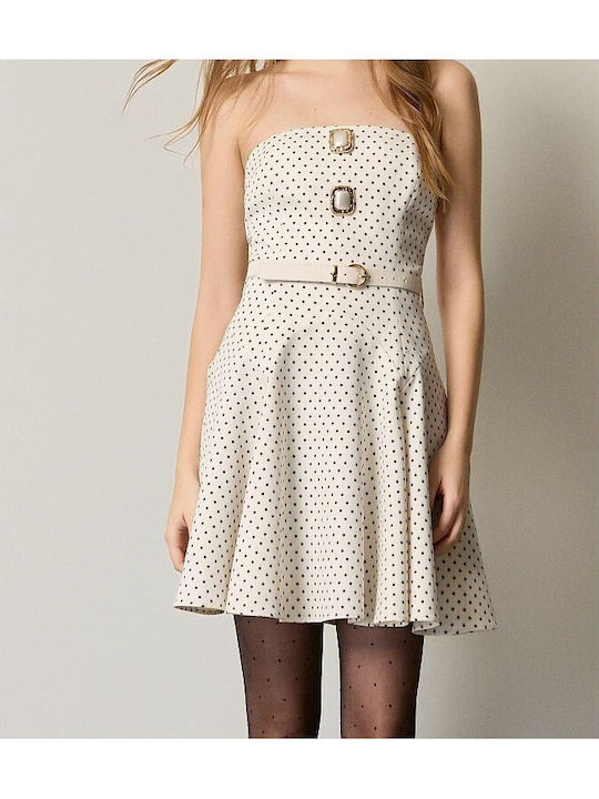 Sommer Mini Abendkleid Trägerlos Vanille