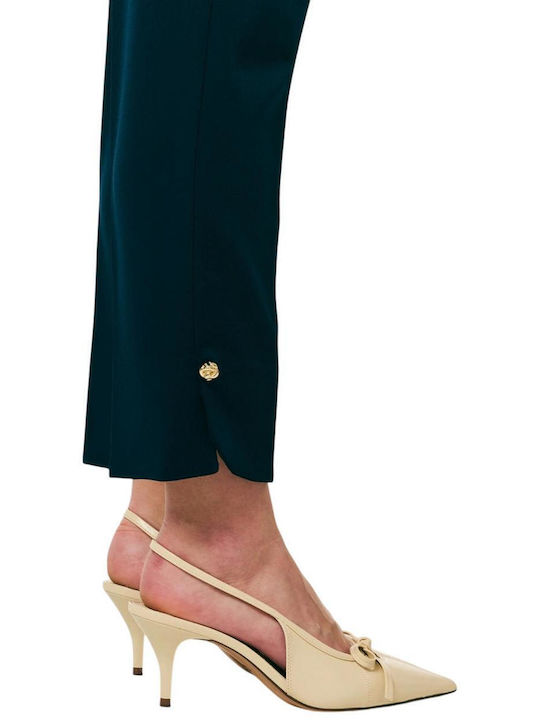Damen Krepp Hose mit Gummiband Blau