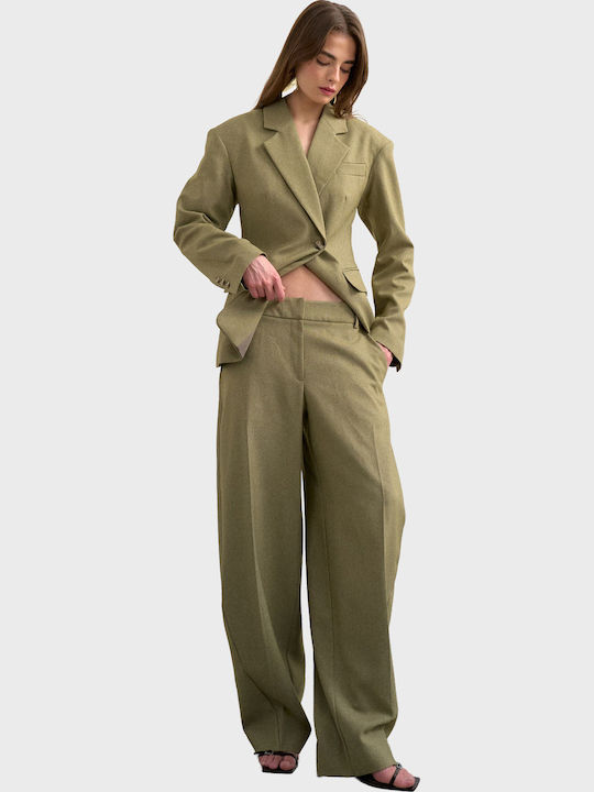 Women's Fabric Trousers Taupe