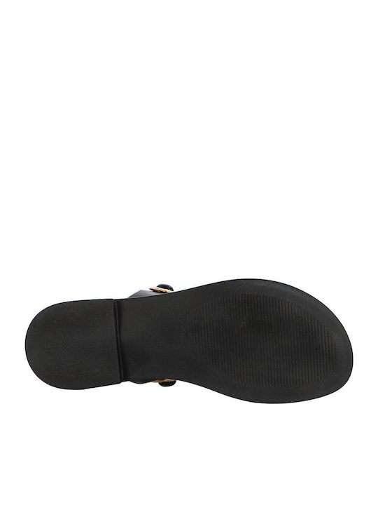 Leather Women's Flat Sandals Black