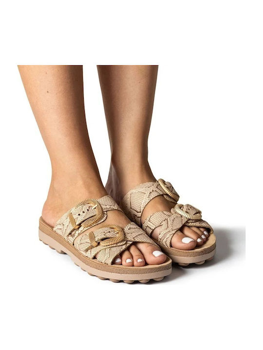 Fantasy Leather Women's Anatomic Flat Sandals Rose Gold