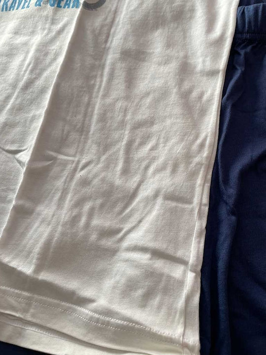 Enrico Coveri Sommer Herrenpyjama Bluse Weiß