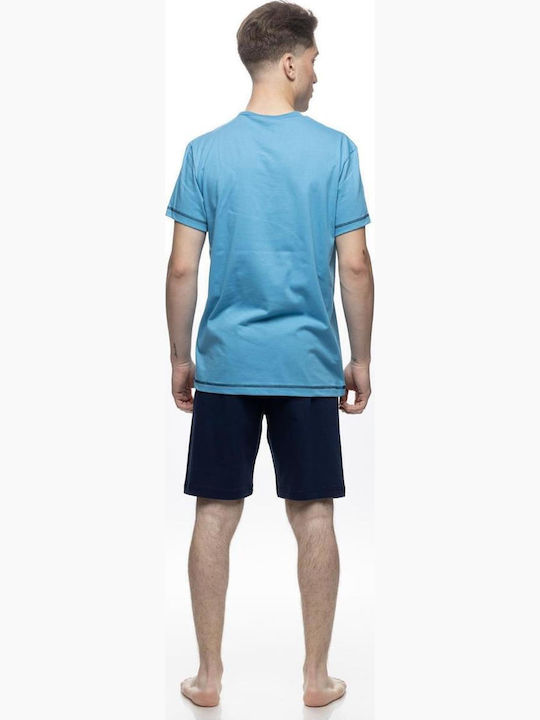 Galaxy Pijama De Vară Pentru Bărbați Din Bumbac Albastru Deschis GA707-26-AQUA-M Galaxy Pijama De Vară Pentru Bărbați Din Bumbac Albastru Deschis GA707-26-AQUA-M