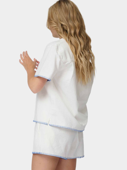 Short Sleeve Women's Shirt Off White