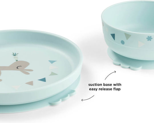 Done by Deer Feeding Set Made of Plastic with Anti-Slip Base Blue 3pcs