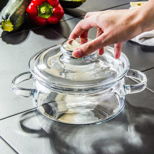 Simax Rundes Hitzebeständiges Kochgeschirr Glas mit Deckel 1000ml