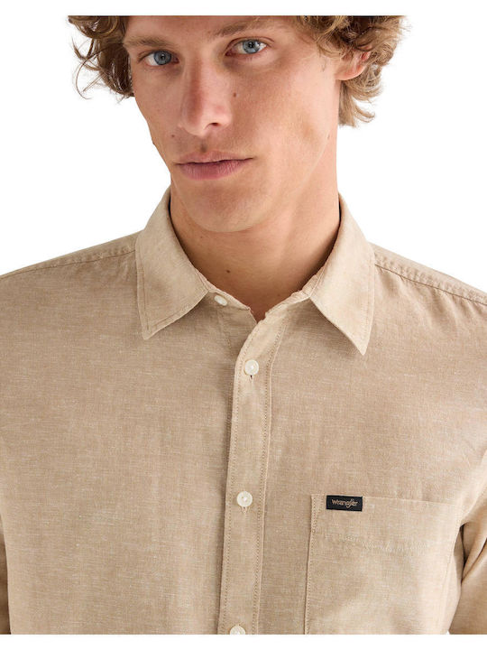 Shirt Long Sleeve Linen Shirt Beige