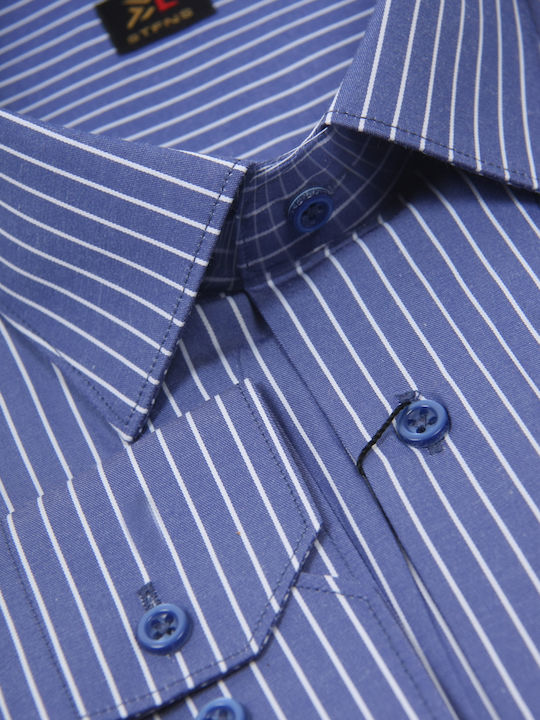 Long Sleeve Striped Blue Shirt