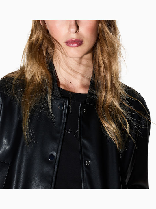 Damen Biker Jacke Schwarz