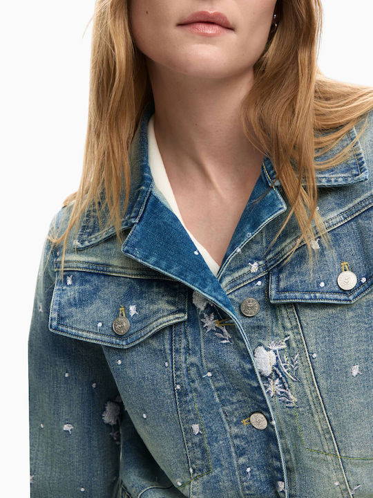 Long Women's Jean Jacket Light Blue